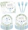 96PCS Boy Baby Shower Party Decoration & Tableware Sets - Serve 24